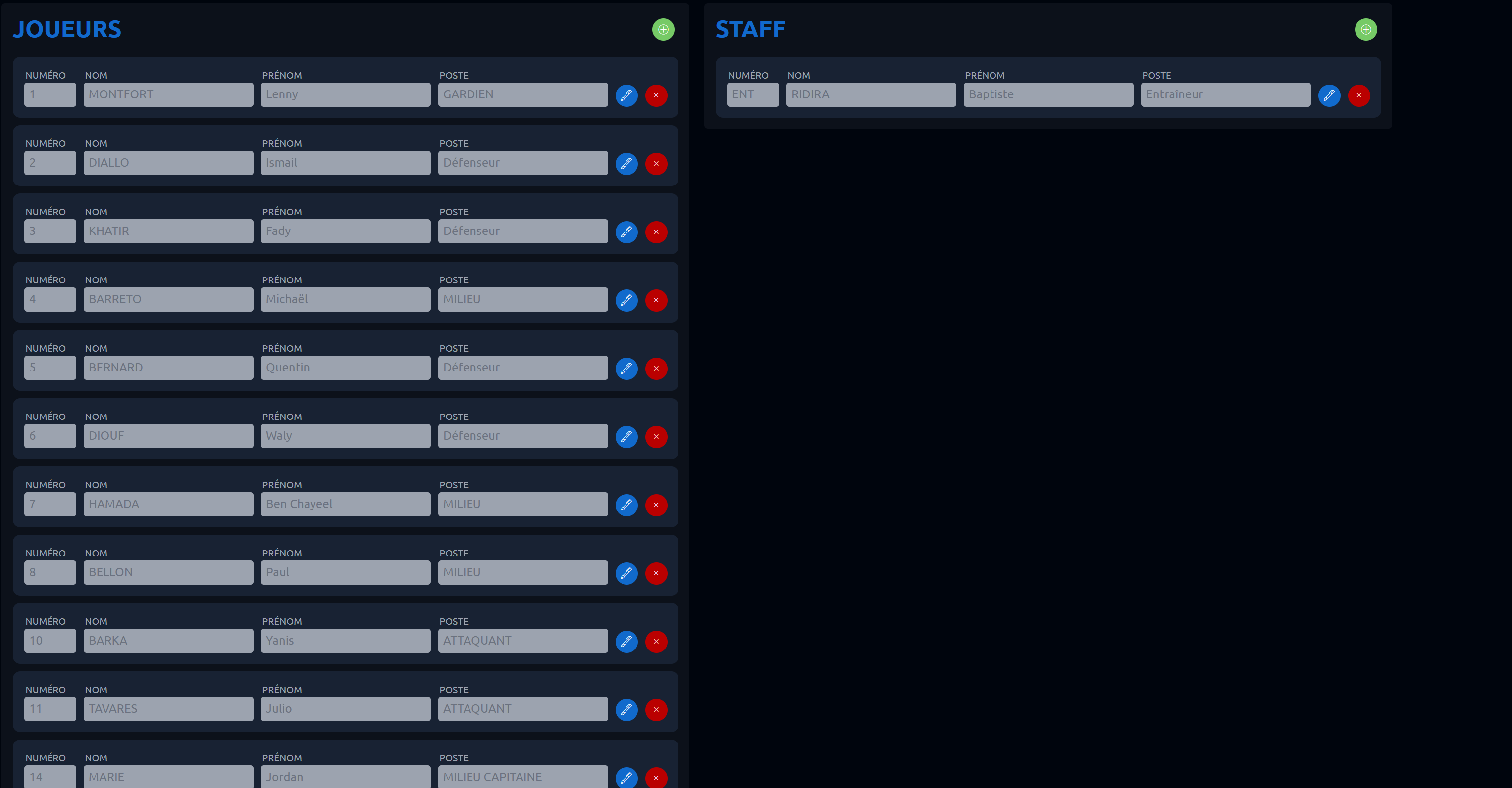 Configuration du direct et programme du jour